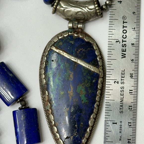 Large Lapis/Chrysocolla Necklace with Earrings - Artisan Handmade - Picture 14 of 14